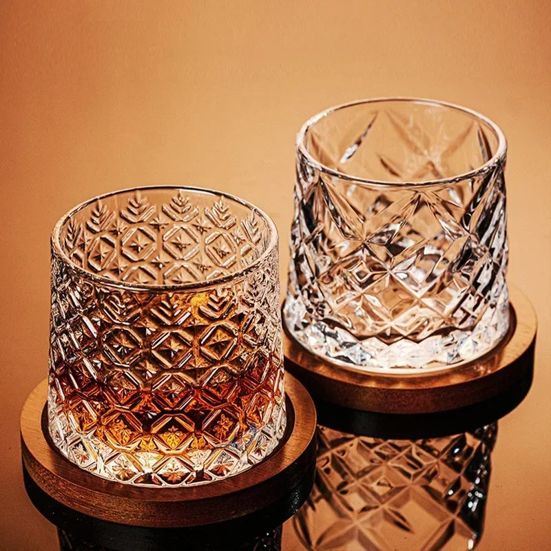 Verres à Whisky Rotatifs avec Base bois  