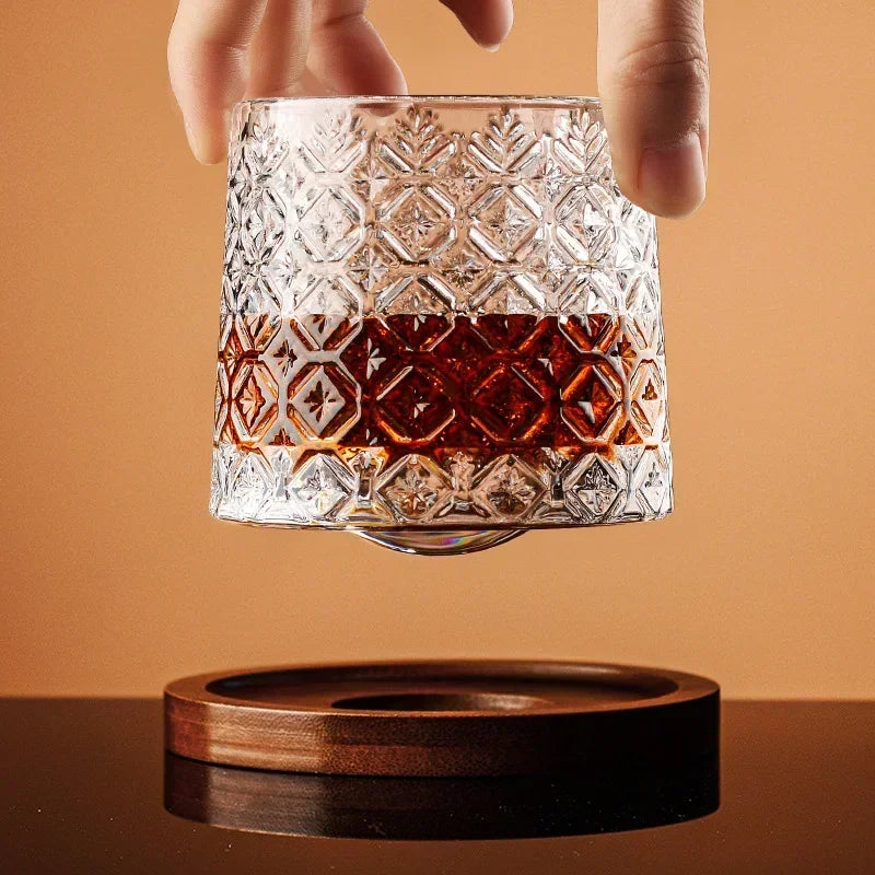 Verres à Whisky Rotatifs avec Base bois  