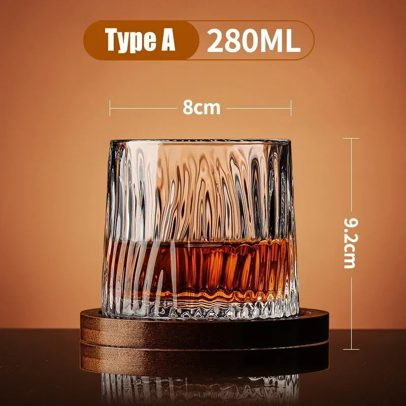 Verres à Whisky Rotatifs avec Base bois  