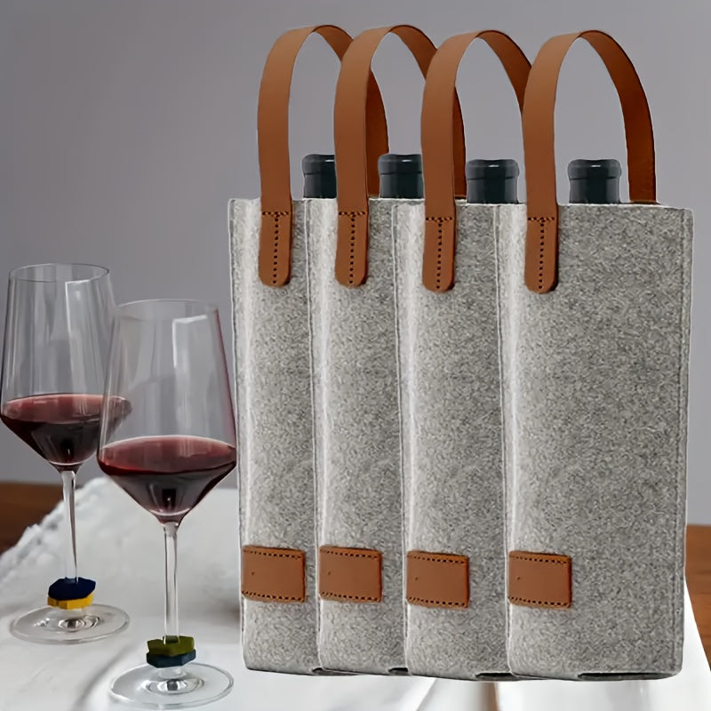  Lot de 4 Sacs FourreTout en Feutre pour Vin  Rangement Portable et Dcoratif