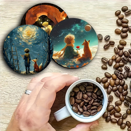 Ensemble de 6 Sous-Verres en Bois "LE PETIT PRINCE" – Élégance et Poésie 0